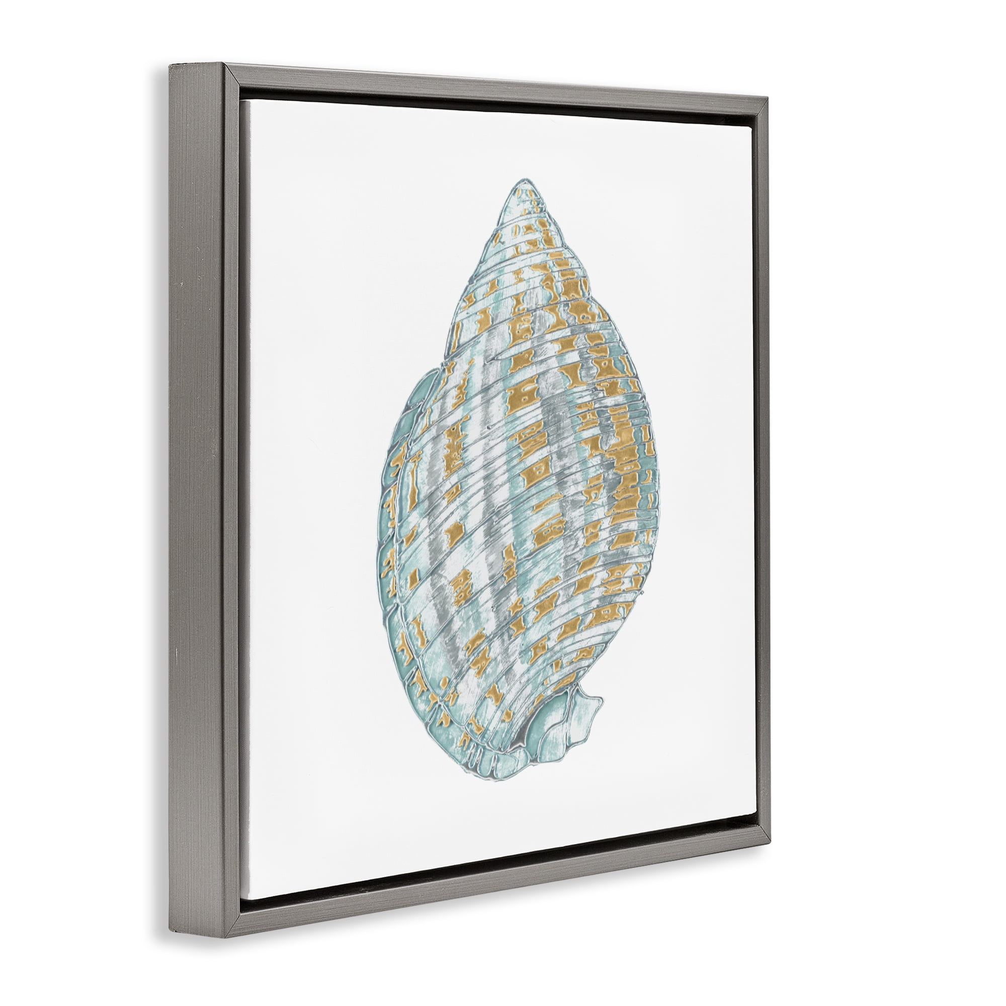 Stupell Industries Regal Shells Spiral Gray Framed Floater Canvas Wall Art, design by Lorenzo Collective