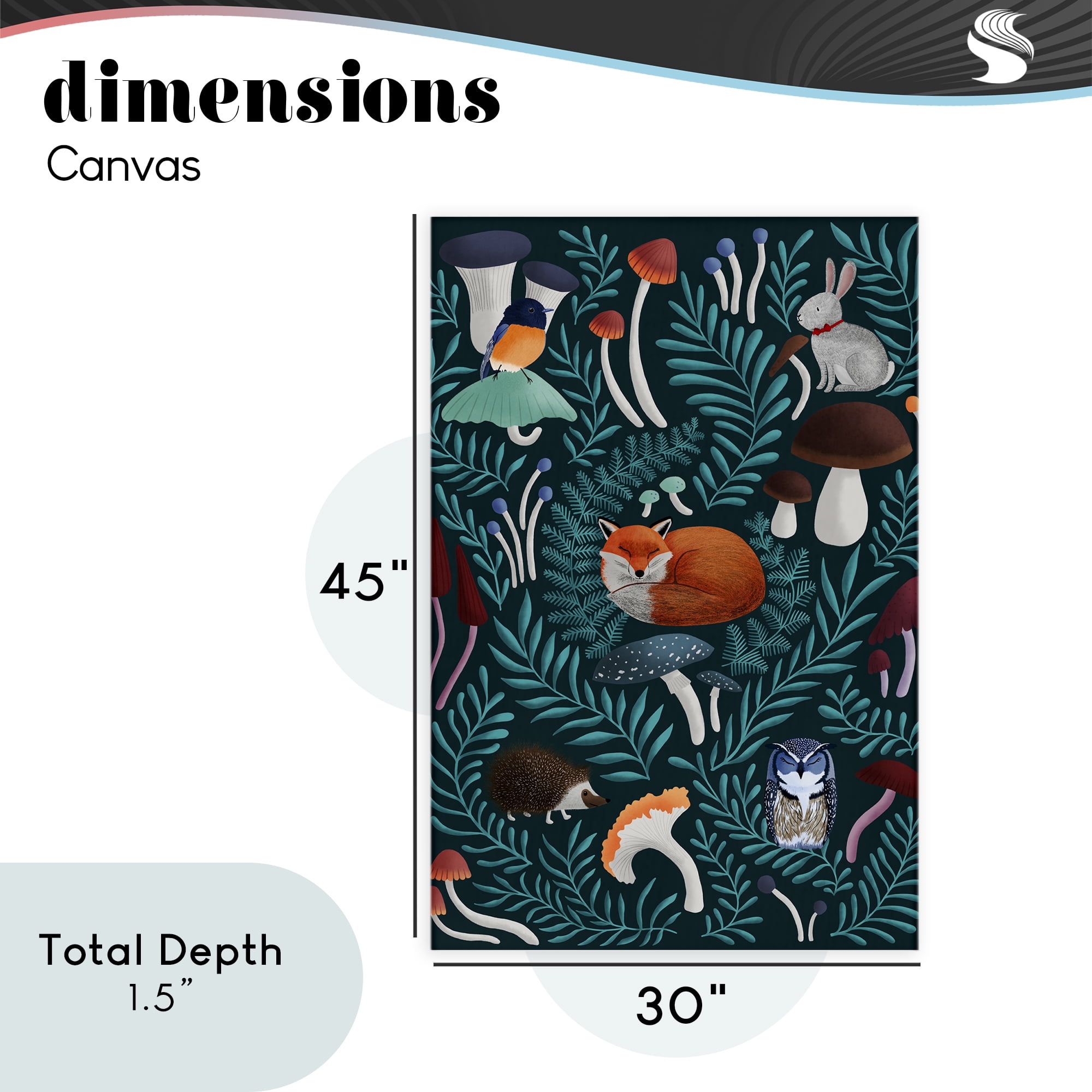 Woodland Animals & Botanical Sprigs Canvas Wall Art, design by Metka Hiti