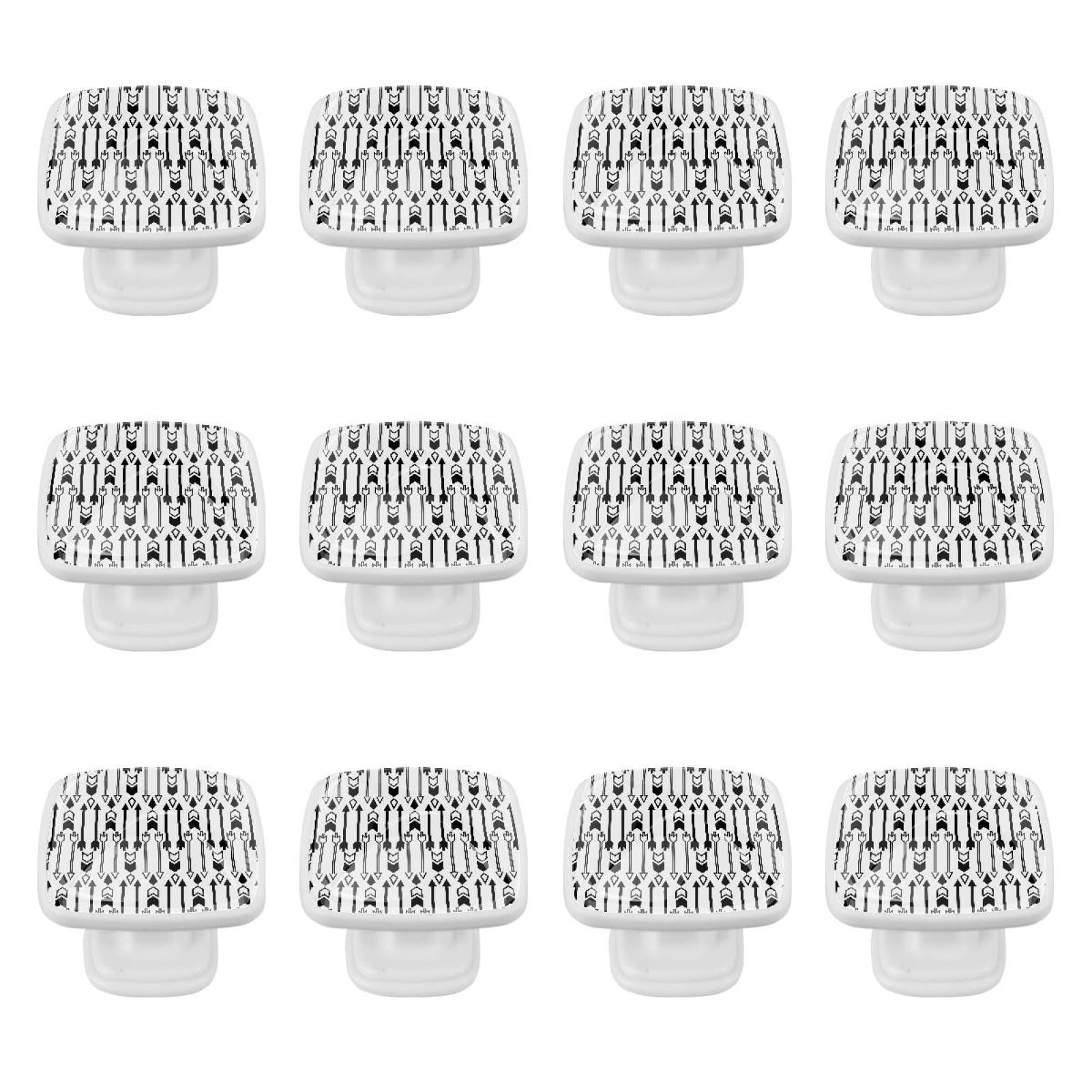 12 Pieces Drawer Pulls Handle Square Wardrobe Black and White