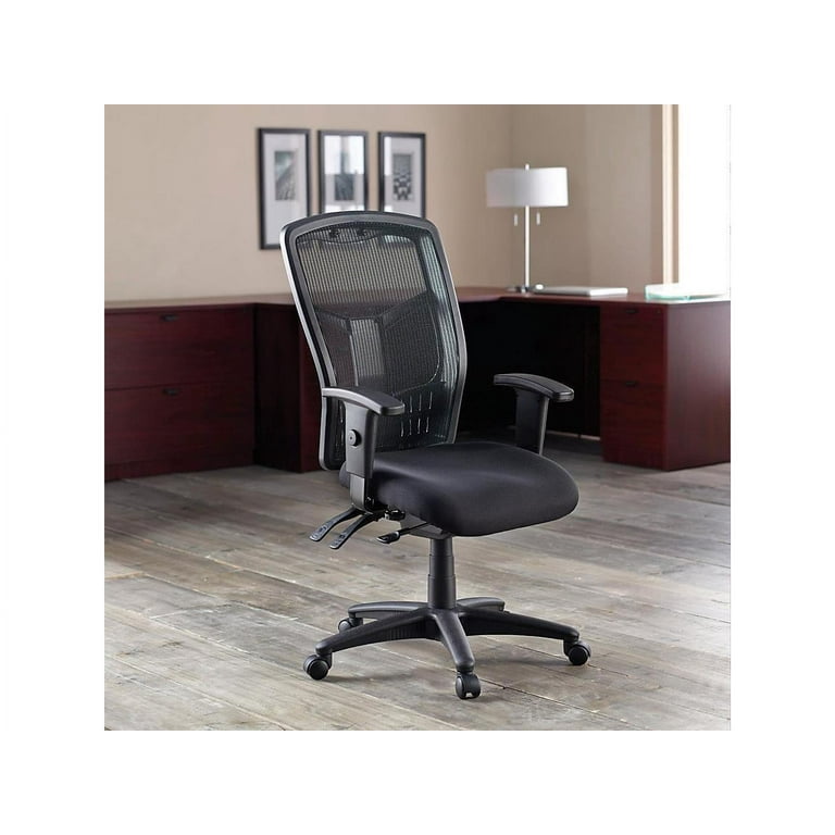 Lorell ErgoMesh Series Mesh High-Back Office Chair - Black Mesh Seat - Mesh Back - Plastic, Steel Frame - Black - 1 Each