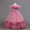 thumbnail image 6 of HJYCHN Girls' Dresses off Shoulder Long Layered Tutu Gown with Ruffled Neckline for Toddler Dress 11-12 Years, 6 of 9