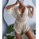 thumbnail image 2 of Conjunto de traje de baño de 3 piezas para mujer, sujetador con cuello Halter, calzoncillos de corte alto, traje de baño de verano con cubierta Beige L, 2 of 5