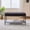 Charcoal + faux fur, variant on 30.9"Wide Upholstered Round Ottoman Coffee Table Foot Rest with Black Metal Legs, Footstool with Wooden Open Storage Shelf,Faux Fur Footstool for Living Room Bedroom Entryway Hotel. Brown