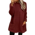 thumbnail image 1 of Hontri Chandail Sans Capuche pour Femme Chandail d'Hiver Chaud pour Femmes Manteau d'Hiver en Molleton Épaissi Manteau Grande Taille Veste Décontractée Manteau Ample Grande Taille Rouge TG, 1 of 7