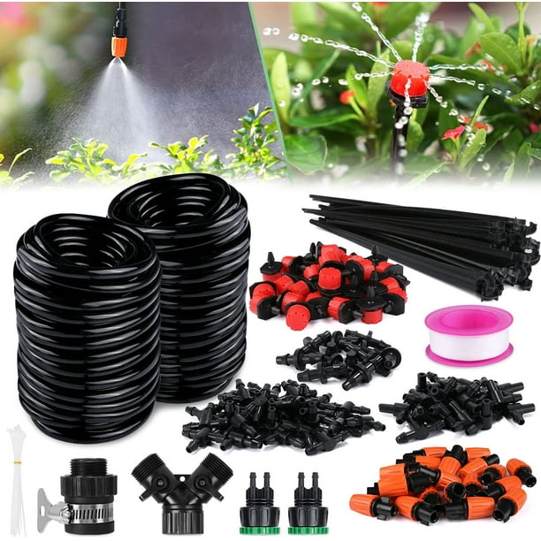 Kit de riego por goteo Gafild, kits de riego por goteo ajustables de 30 m, sistema de nebulización de riego por bricolaje, kit de riego automático para invernadero de jardín