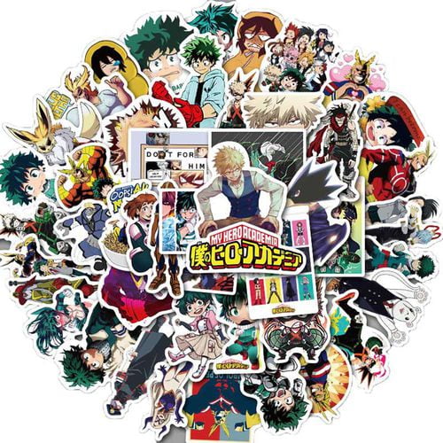 pwfe 50pcs my hero academia stickers anime boku no hero suitcase