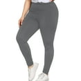 thumbnail image 3 of Plus Size Women's High Waist Yoga Pants Solid Color Workout Fitness Training Exercise Leggings, 3 of 7