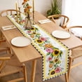 thumbnail image 3 of Sunflower Table Runner - 60 Inch Long, Kitchen Dining Table Runner Dresser Scarves, Pink Yellow Floral Elegant Pastoral Botanical Farmhouse Decor for Coffee Tables Wedding Party Banquet, 3 of 8
