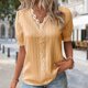 thumbnail image 1 of Camiseta Blusa Blusa informal con manga de burbuja, estilo elegante, camisa de talla grande para mujer, traje de vacaciones Cgtredaw Oro 5Xl para Mujer, 1 of 1