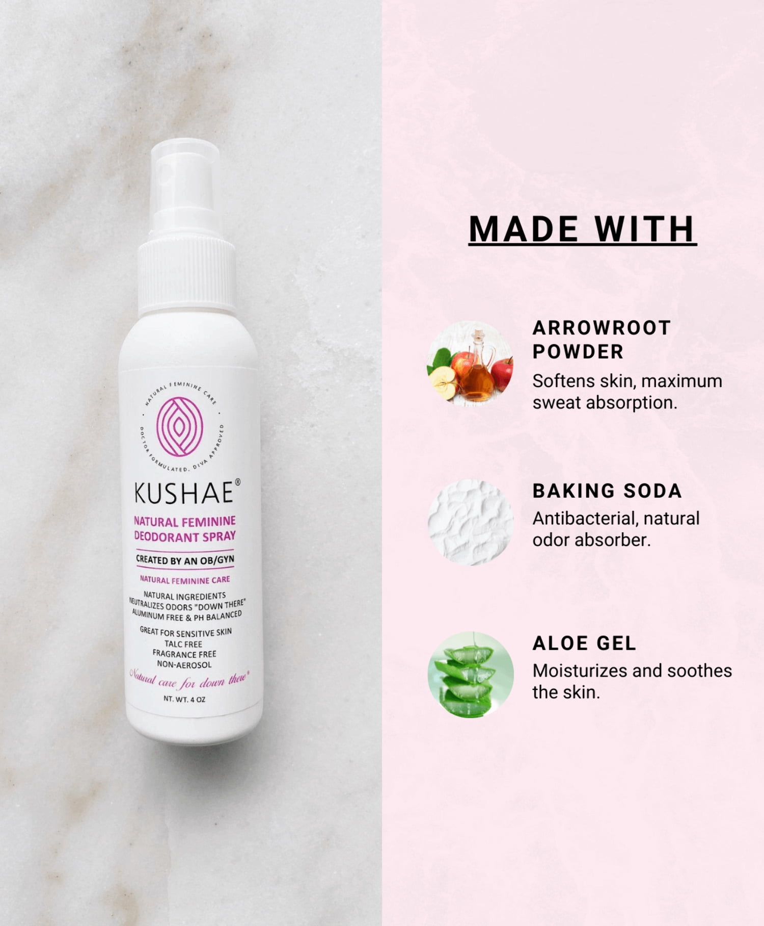 Kushae HG2562726 1-4.3 oz Feminine Deodorant Spray - Set of 2