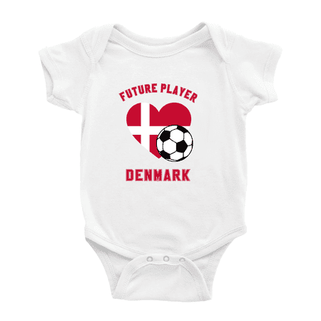 

Future Soccer Player Denmark Soccer Fan Cute Baby Jumpsuits Newborn Clothes (White 18-24 Months)