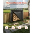thumbnail image 2 of VEVOR Firewood Rack with Waterproof Cover, 4 ft Outdoor Firewood Holder, 1/4 Cord Storage Metal Log Holder,400lb Max Weight Capacity,Full Covered,Powder-Coated Wood Storage Rack for Fireplace Deck, 2 of 9