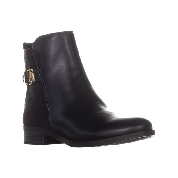 tommy hilfiger logo buckle ankle boot