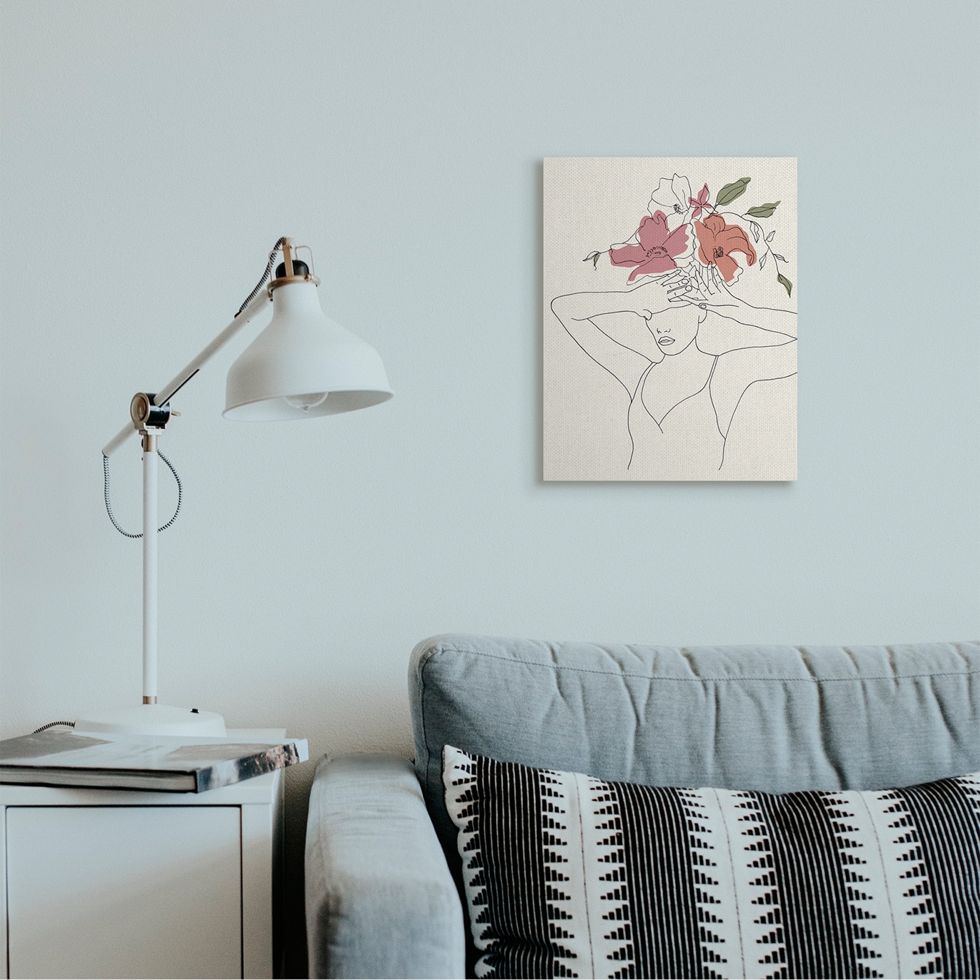 Stupell Industries Female Linework Pose Tropical Flower Sketch Canvas Wall Art by Melissa Wang