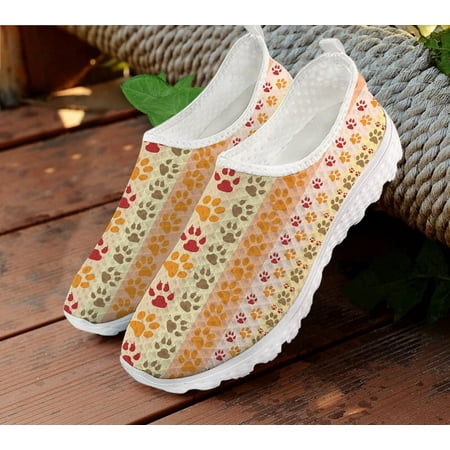 

Mesh Ladies Loafers Women Casual Shoes Color Dog Paw Pattern Print Summer Breathable Woman Flats Female Slip On Sneakers