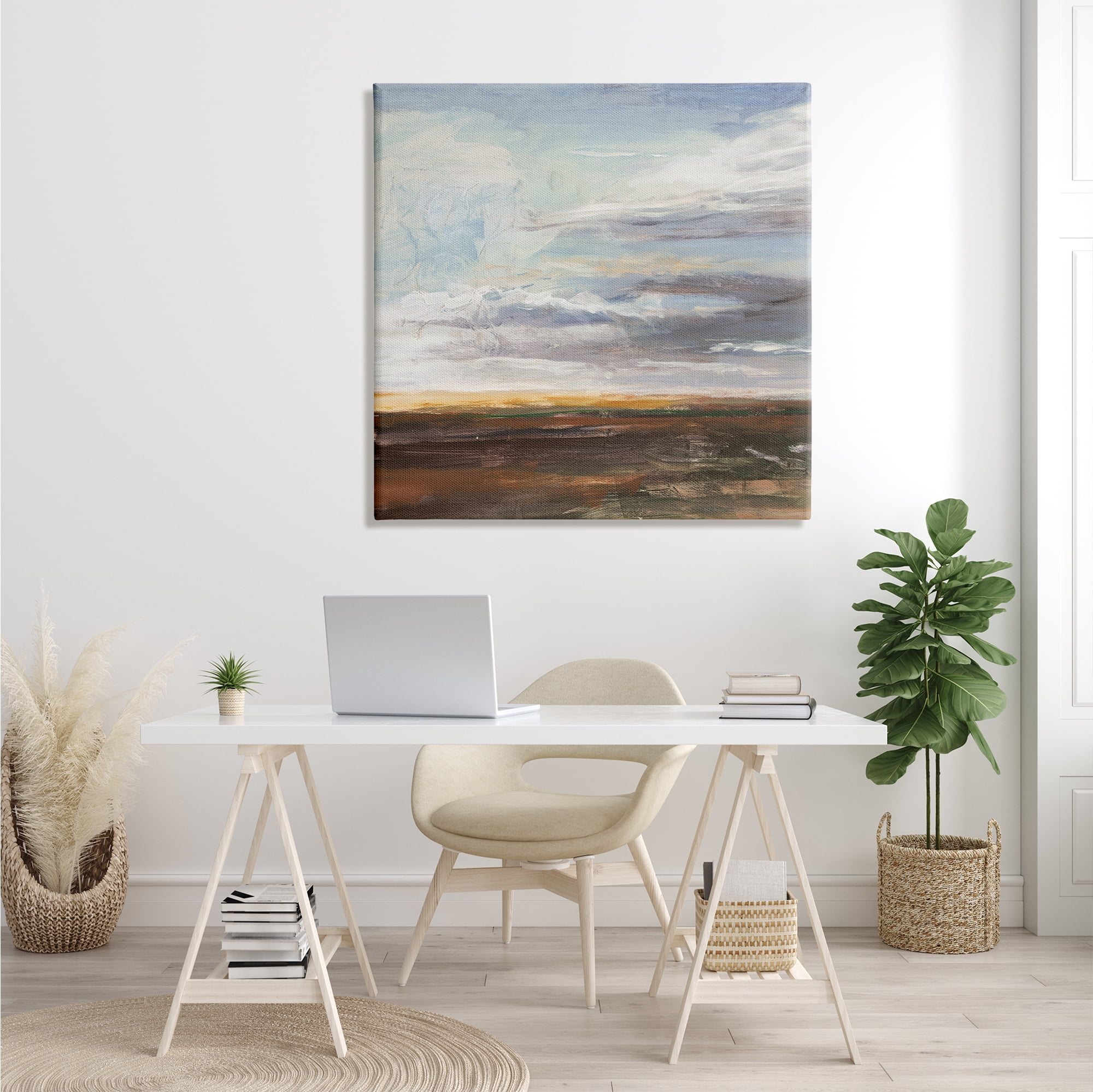 Stupell Industries Abstract Open Meadow Landscape Soft Cloudy Sky, 36 x 36, Designed by Stacy Pollard