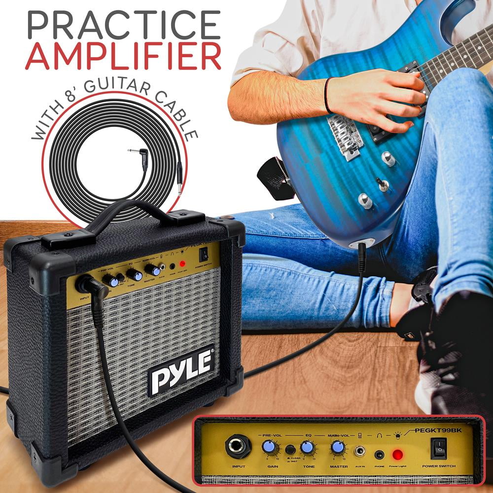 Pyle Beginner Electric Guitar Kit with Amp - Starter Kit Full Size 39" Instrument Package with Humbucker Pickups and Rock Amplifier Starter Set Bundle for Kids All Ages, Youth and Adults