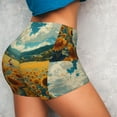 thumbnail image 2 of KLL Field Style Bicycle Young Sunflower Pattern Workout Shorts for Women Scrunch Short Gym Yoga Running Sport Active Exercise Fitness Shorts, 2 of 5