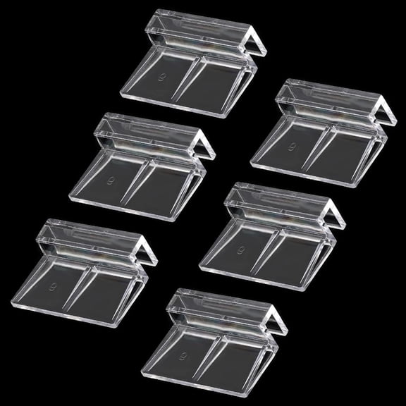XIBUFE 6 Pcs Aquarium Lid Clips, Clear PVC Plastic Fish Tank Cover Support Clamps, Rimless Glass Top Holder for 5-6mm Thickness, Transparent Tank Accessories