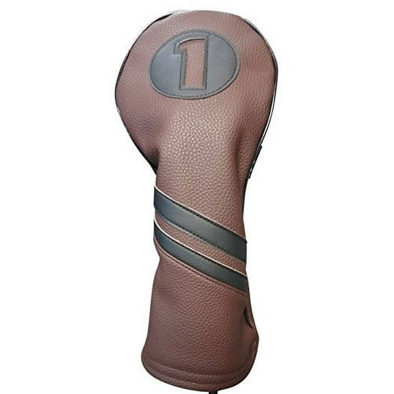 Majek Retro Golf Headcover Brown And Black Vintage Leather Style 1 Driver Head Cover Fits 460Cc Drivers
