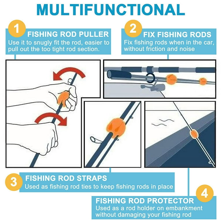 6pcs Silicone Fishing Rod Holder Straps 5 Hole Lightweight Fishing