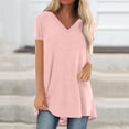 thumbnail image 2 of JINMGG Going Out Tops for Women Women's Summer Solid V Neck Loose Short Sleeve Tops T-Shirt Blouse, 2 of 5