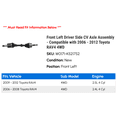 thumbnail image 2 of Front Left Driver Side CV Axle Assembly - Compatible with 2006 - 2012 Toyota RAV4 4WD 2007 2008 2009 2010 2011, 2 of 2