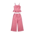 thumbnail image 6 of FRSASU Girls 2 Piece Sets Sleeveless Ruffled Hem Pleated Tops and Wide Leg Pants Summer Outfit Clothes for 4-15 Years Pink, 6 of 9