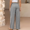 thumbnail image 4 of Women's Boho Chic Gingham Trousers with Elastic Smocked Waists and Flowy Wide Legs Cute Casual Trousers with Pockets Black L, 4 of 7