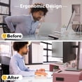 thumbnail image 5 of BONTEC Dual Monitor Stand Riser with Smartphone Holder, Adjustable Length & Swivel Angle, Ergonomic Wooden Desktop Organizer for PC Monitor, Laptop, Printer, Large Storage, Pink, 5 of 8