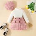 thumbnail image 3 of LAPAKIDS Baby Girls Clothes 6-9 Months Infant Girl Fall Winter Warm Outfits Long Sleeve Tops + Plaid Skirt + Hat 3Pcs Set, 3 of 7