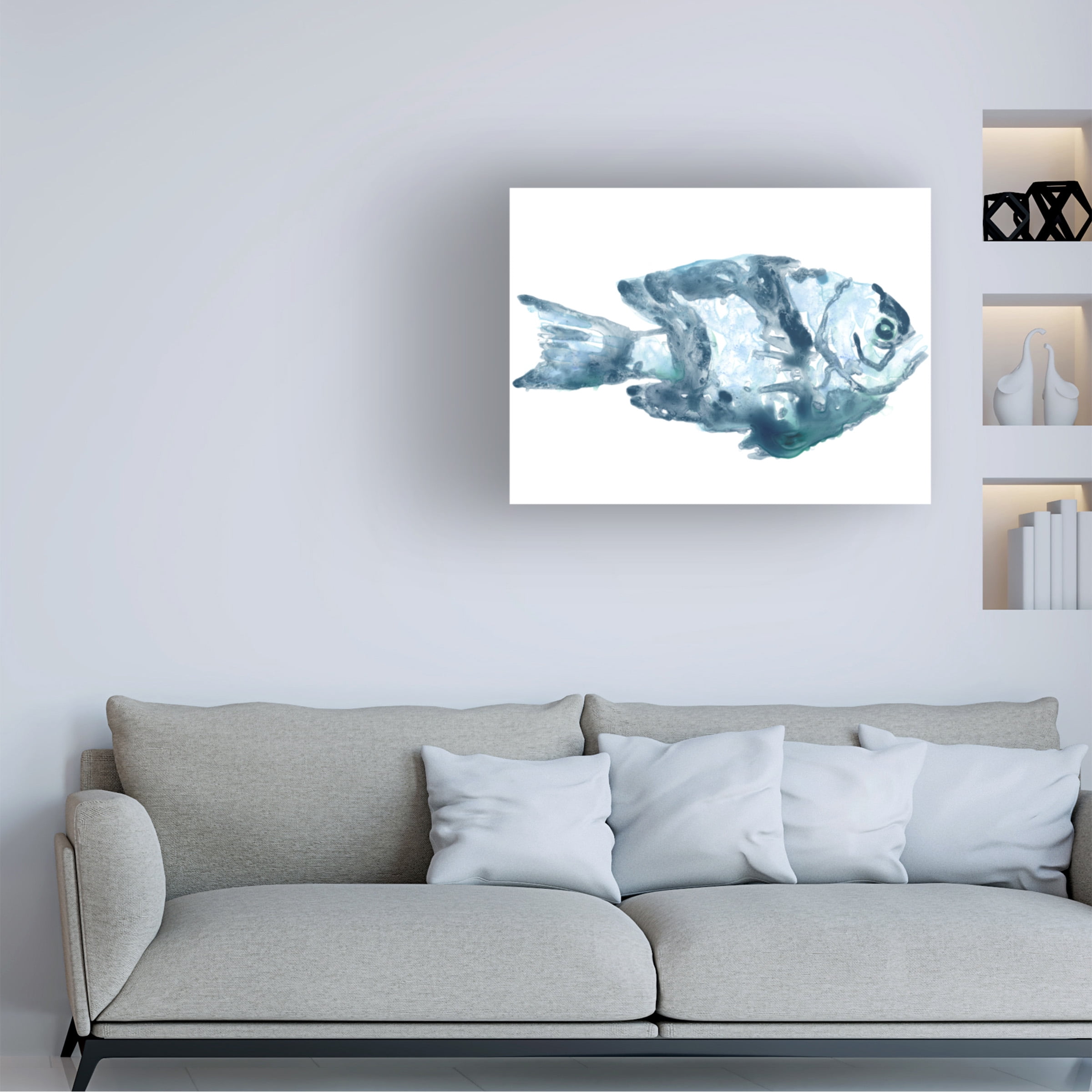June Erica Vess 'Blue Ocean Fish III' Canvas Art