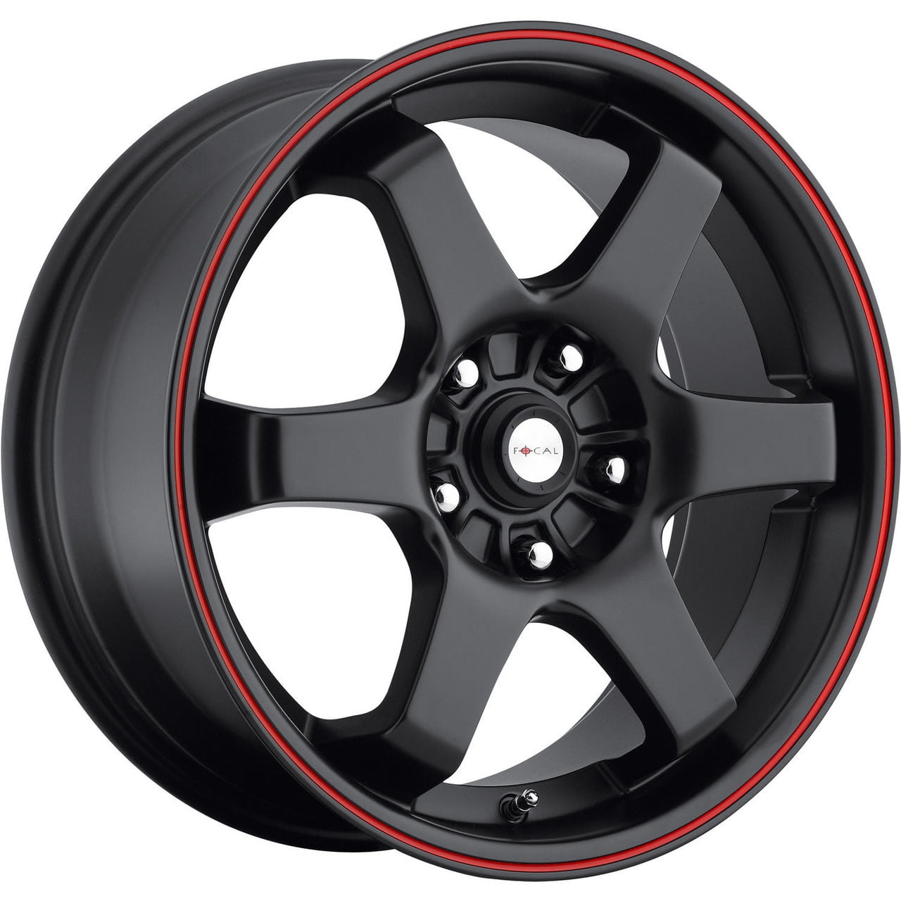Focal 421R X Wheel Rim 15x6.5 5x100 & 5x4.5 Black w/ Red Stripe - Walmart.com