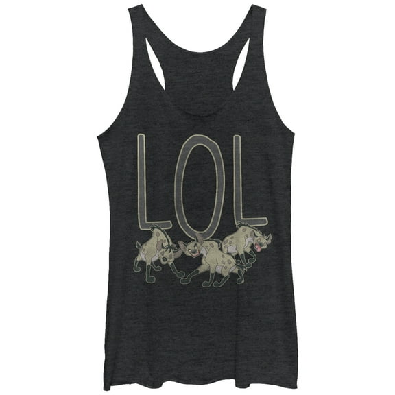 Women's Lion King Hyenas LOL Racerback Tank Top Black Heather Large