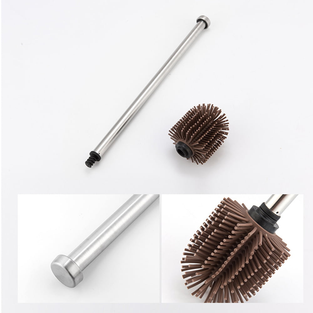 Toilet Brush Set TPR Rubber Soft Hair Scrub Stainless Steel Handle zxc 