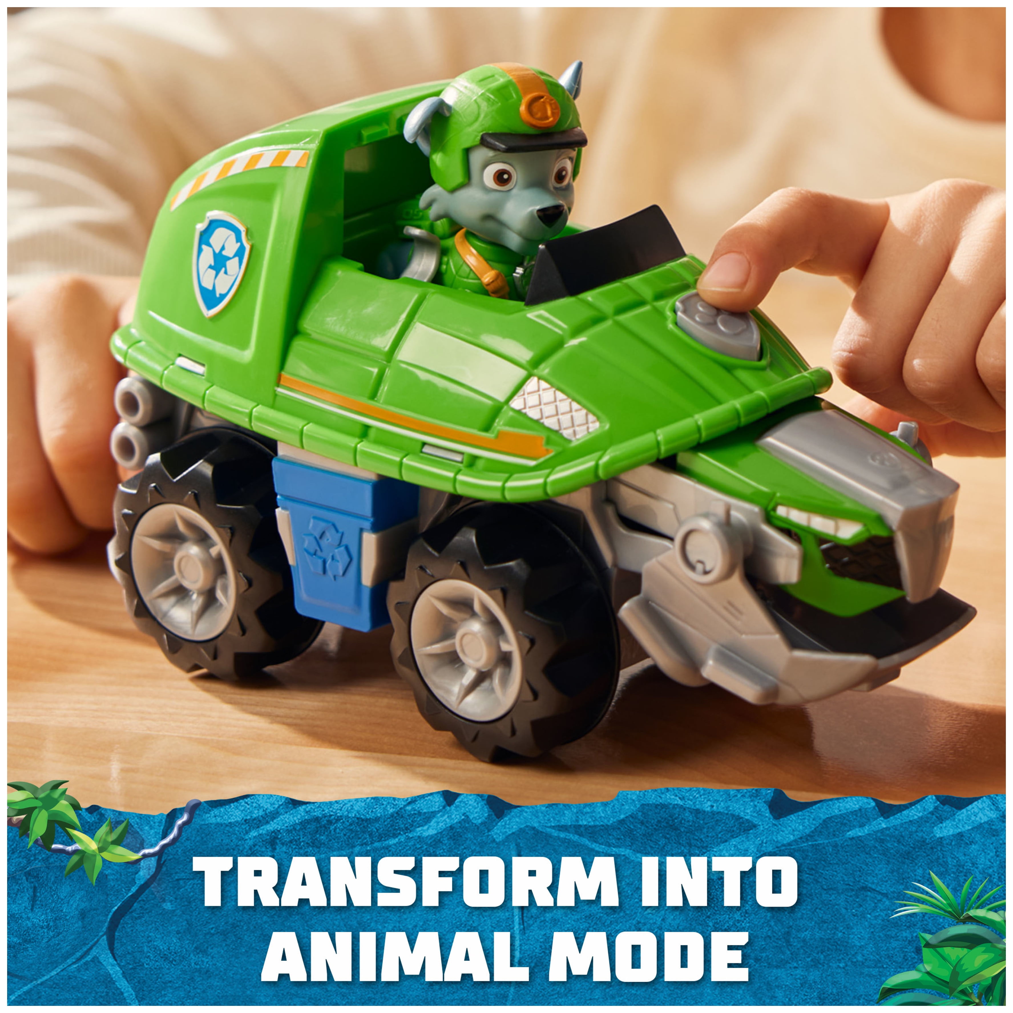 PAW Patrol Jungle Pups, Rocky Turtle Vehicle with Figure, Toys for Kids Ages 3 and Up