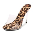 thumbnail image 4 of eczipvz Chaussures pour Femmes Mode Talons Hauts Transparents Sandales Chaussures Décontractées, Marron, 4 of 4
