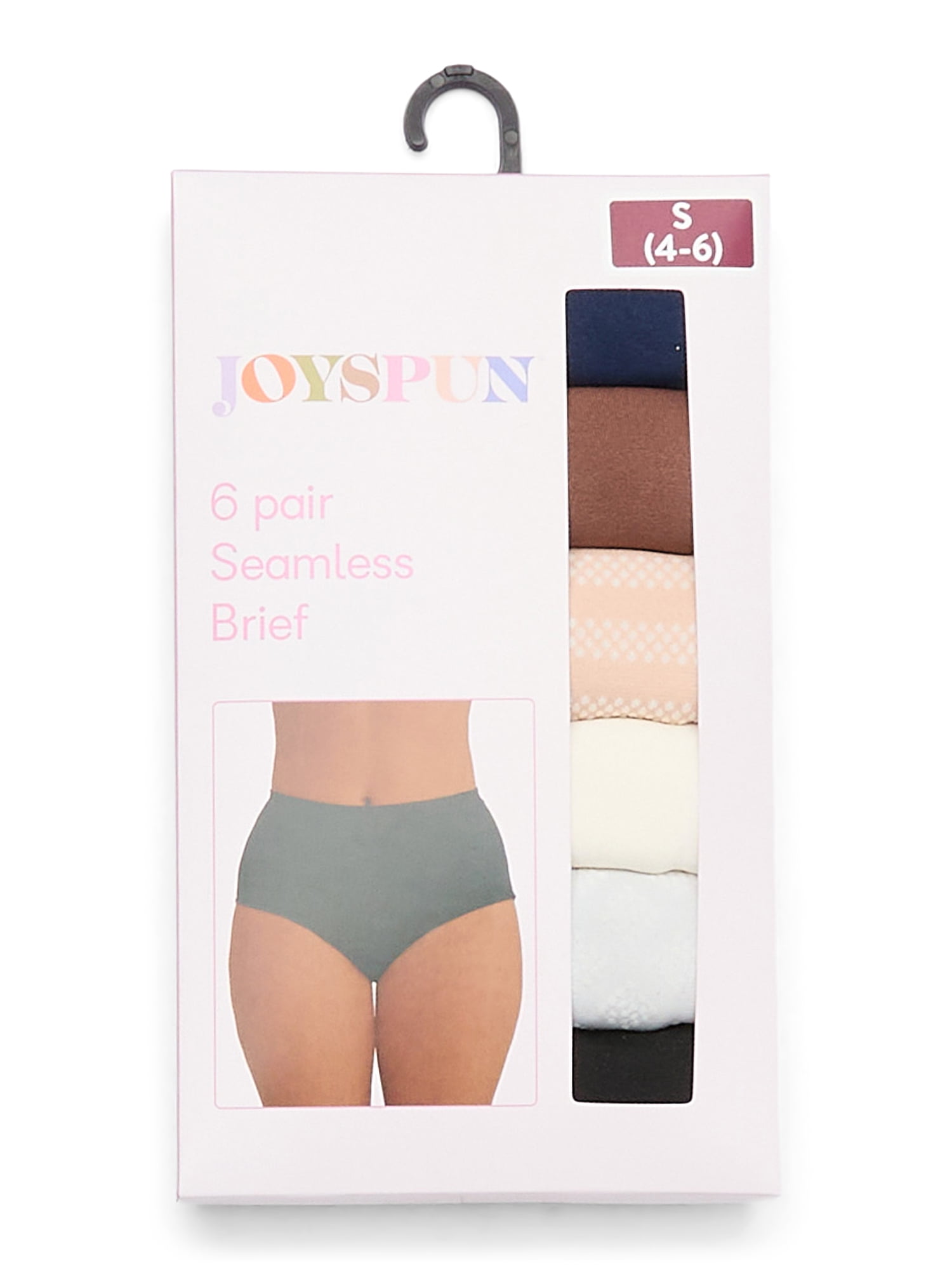 Joyspun Women's Seamless Brief Panties, 6-Pack, Sizes XS-XXXL