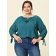 thumbnail image 3 of Top tipo túnicon cuello anudado y mangas raglán de talgrande pamujer Azul pavo real XXL, 3 of 5