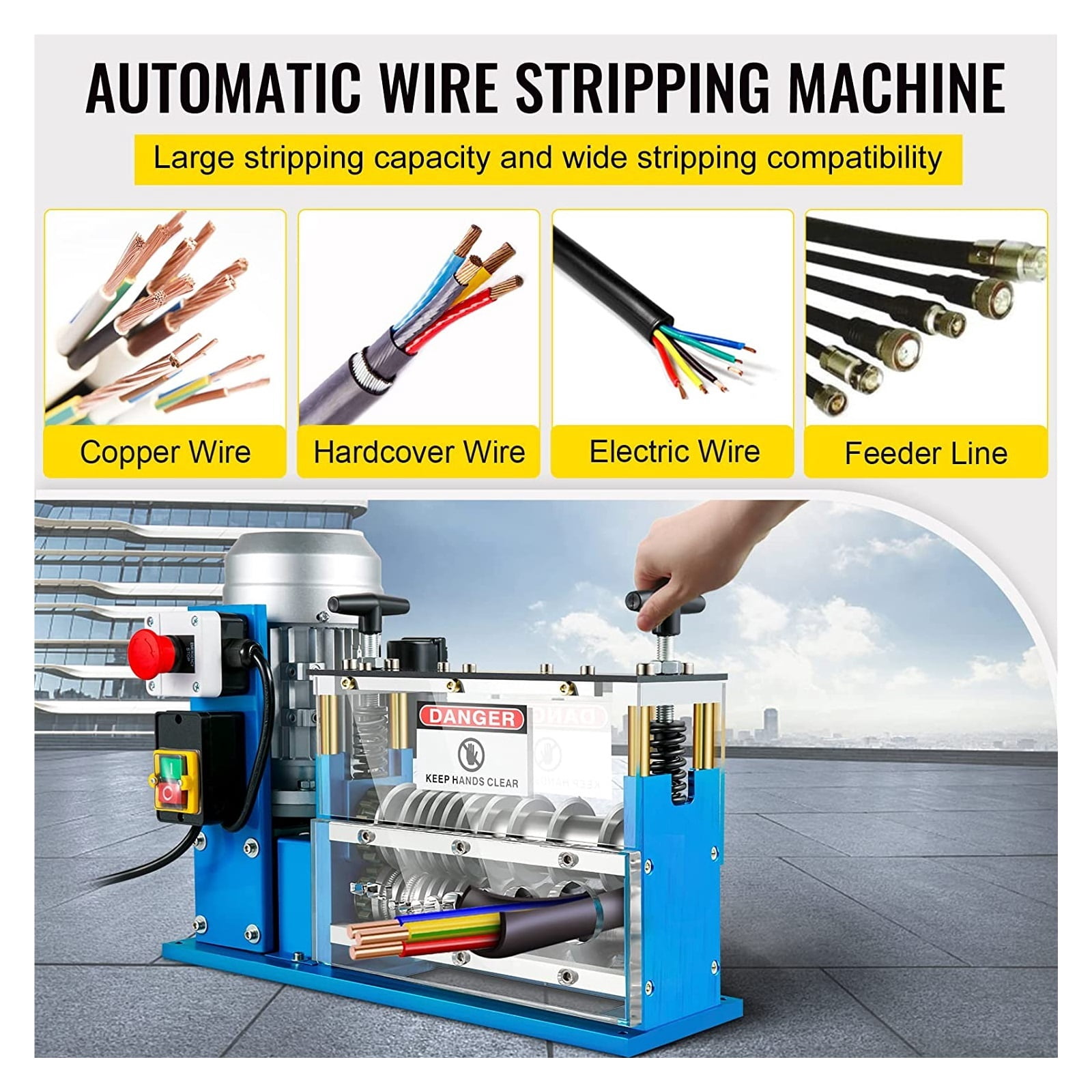 1.5-38 Mm Electric Wire Stripping Machine Wire Stripper Peeler For Copper Scrap Diameter 370W