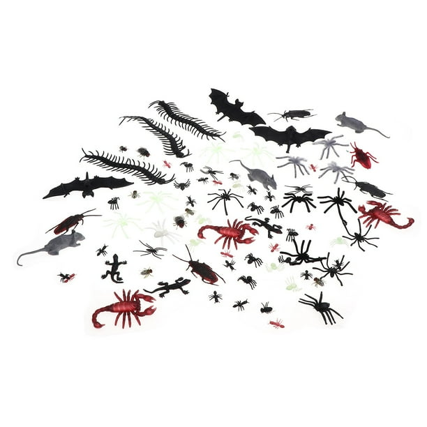 FELTECHELECTR 150 piezas de insectos de plástico de simulación, arañas falsas, escorpiones, moscas y murciélagos para decoración de fiestas de Halloween.