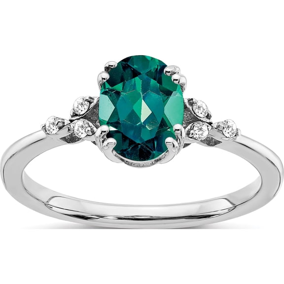 Sterling Silver Rhodium-Plated Created Alexandrite And Diamond Ringsize 6 - Jbsp
