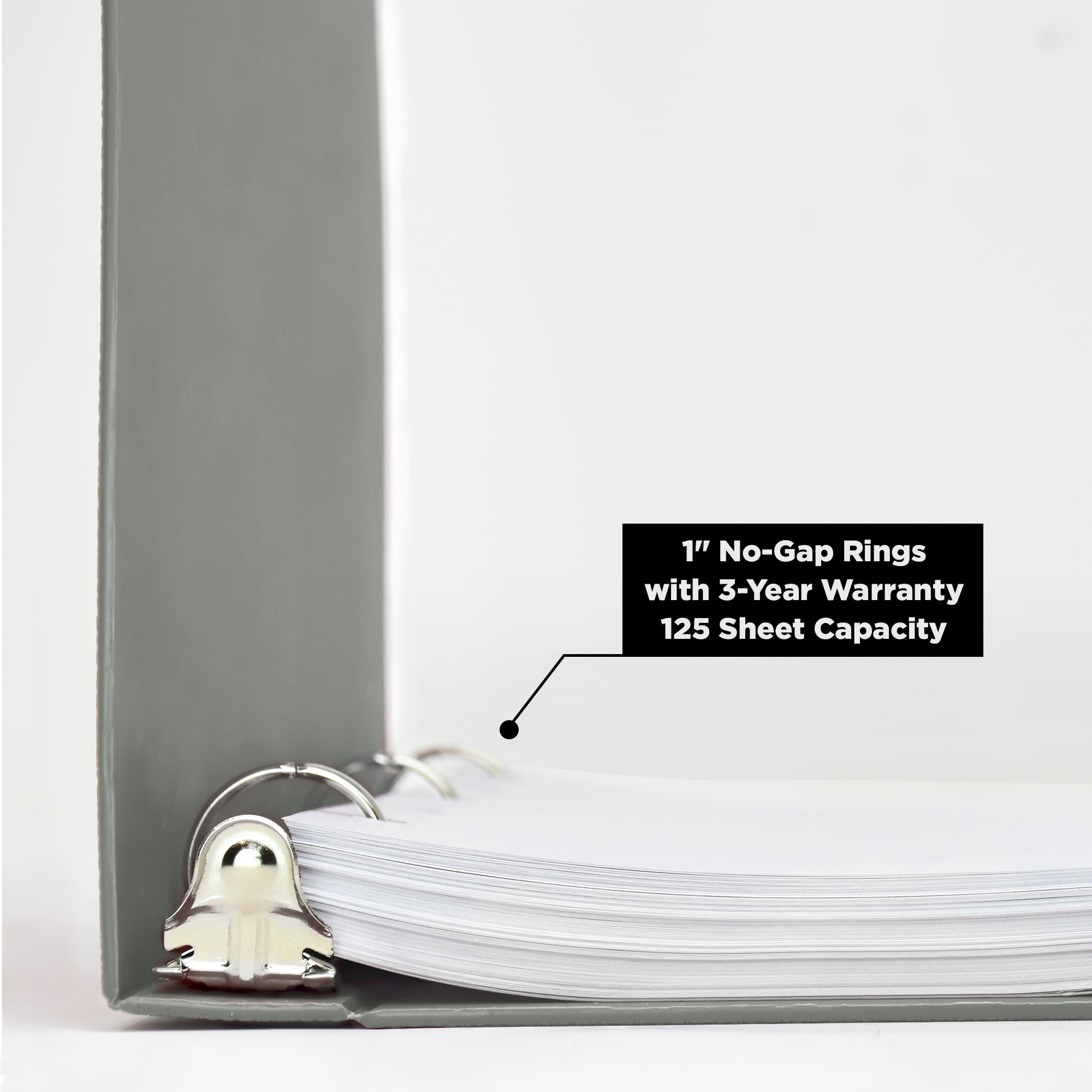 Carstens 1-Inch Heavy Duty 3-Ring Binder -Top Opening, Ash Gray