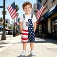 thumbnail image 5 of Coerni July 4th Denim Overalls for Boys & Girls American Flag Printed Bib Jumpsuits Independence Day Celebration Shorts Rompers 5-14 Years, 5 of 5