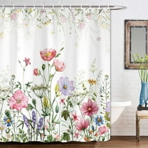 DTEKOJ Pink Floral Polyester Shower Curtain, 72" x 72" Waterproof
