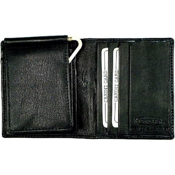 Money Clip Credit Card Leather Wallet style - 1762,Black,