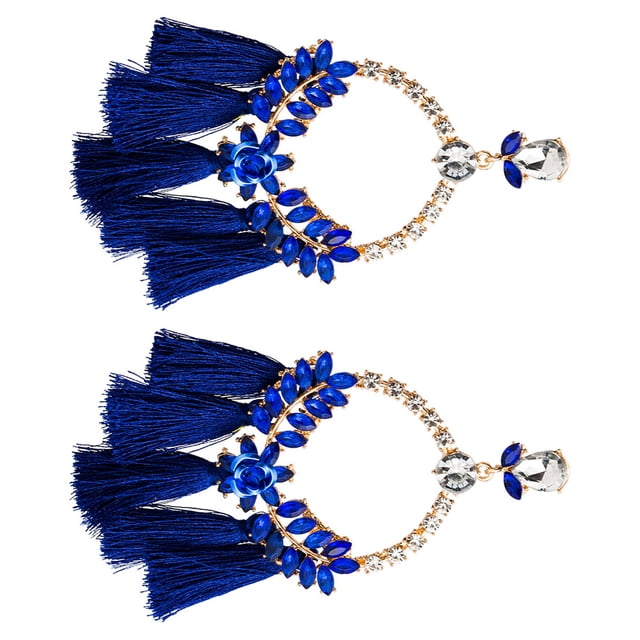 2 pendientes de aleación con colgante de borla, adorno en forma de flor, hallazgos de larga duración, fiesta, aniversario, Color brillante, Ropa, zapatos y accesorios Miscelánea Azul oscuro Minnieouse AP017683-05