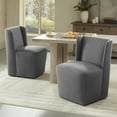 thumbnail image 2 of CHITA Modern Dining Chair with Casters, Upholstered Dining Room Chairs, Fabric in Dark Gray, 2 of 14