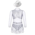 thumbnail image 2 of Yhong Grande Fille Ourlet à Franges Samba Rumba Jazz Robe de Danse Lyrique Tango Latin Compétition Vêtements de Danse Argent 10, 2 of 4