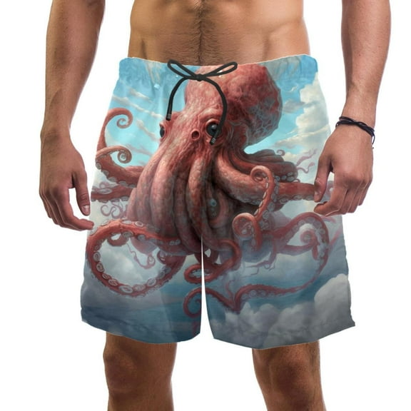 luoweisi Men's Beach Shorts Quick Dry Swim Trunks with Mesh Lining Octopus 2XL